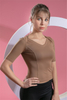 Women’s Light Brown Quick Dry Breathable Fitness Workout Yoga Short Sleeve Top