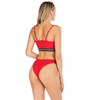 Women’s Sexy Red Elastic Band Top And High Leg Bottom Bikini Suit
