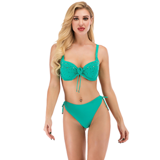 Women’s Sexy Hotfix Rhinestone Underwire Bikini Suit