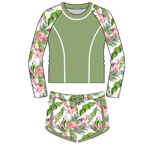 Contrast Color Long Sleeve Kid Swimwear