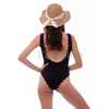Women’s Sexy Black Scallop Wireless One-piece Swimsuit