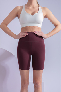 Women’s Wine Red Seamless Quick Dry Breathable Fitness Workout Yoga Crops