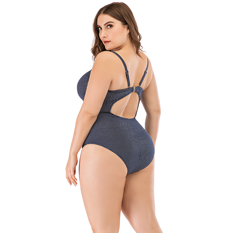 Women’s Plus Size One-piece Mesh Joint Dot Print Swimsuit