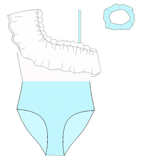 Contrast Color Frill Kid Swimwear
