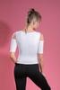 Women’s White Quick Dry Breathable Fitness Workout Yoga Short Sleeve Top