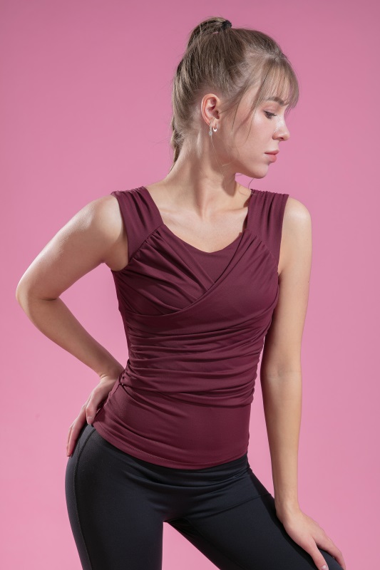 Women’s Wine Red Quick Dry Breathable Fitness Workout Yoga Vest