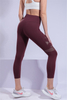 Women’s Wine Red Quick Dry Breathable Fitness Workout Yoga Capris