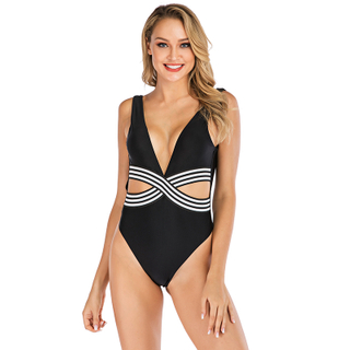 Women’s Sexy Elastic Band Deep V One-piece Swimsuit