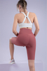 Women’s Dark Pink Seamless Quick Dry Breathable Fitness Workout Yoga Crops