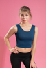 Women’s Blue Quick Dry Breathable Fitness Workout Yoga Vest