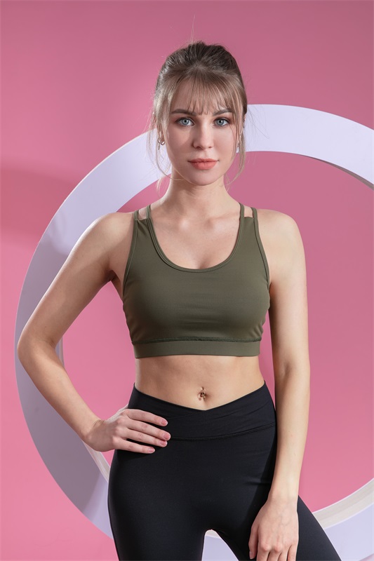 Women’s Olive Quick Dry Breathable Fitness Workout Yoga Sports Bra 