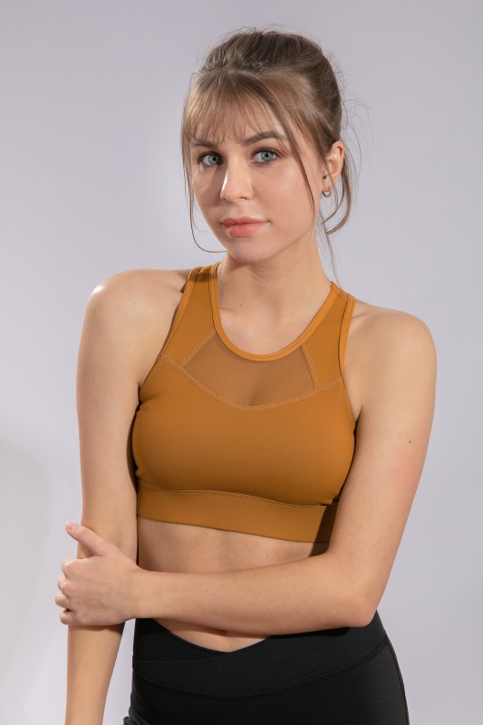 Women’s Brown Quick Dry Breathable Fitness Workout Yoga Sports Bra 