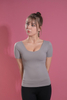 Women’s Grey Quick Dry Breathable Fitness Workout Yoga Short Sleeve Top