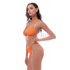 Women’s Sexy Orange Crinkle with Diamante Chain Bikini Suit