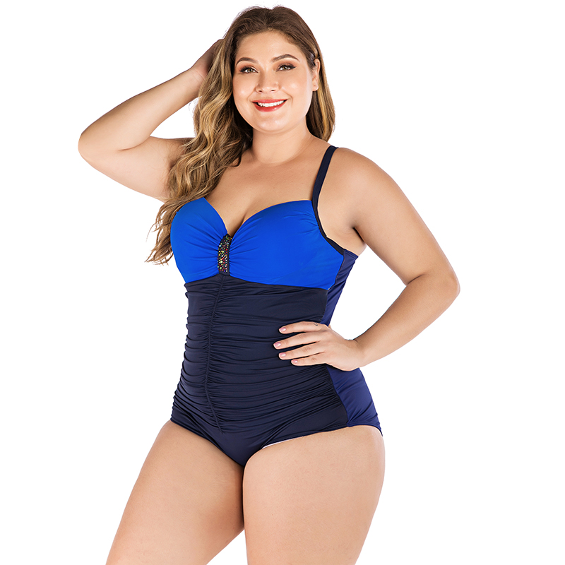 Women’s Plus Size Ruched Contrast One-piece Swimsuit
